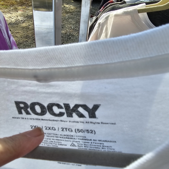 Rocky Graphic Tee With Flannel Scarves Poncho -OS - Picture 3 of 4